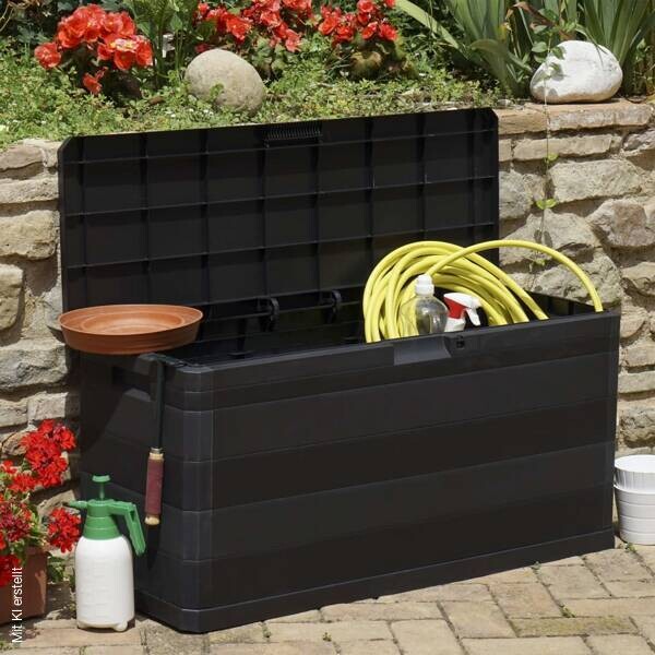 vidaXL Aufbewahrungsbox schwarz Kunststoff B/H/T/L: ca. 45x56x45x117 cm