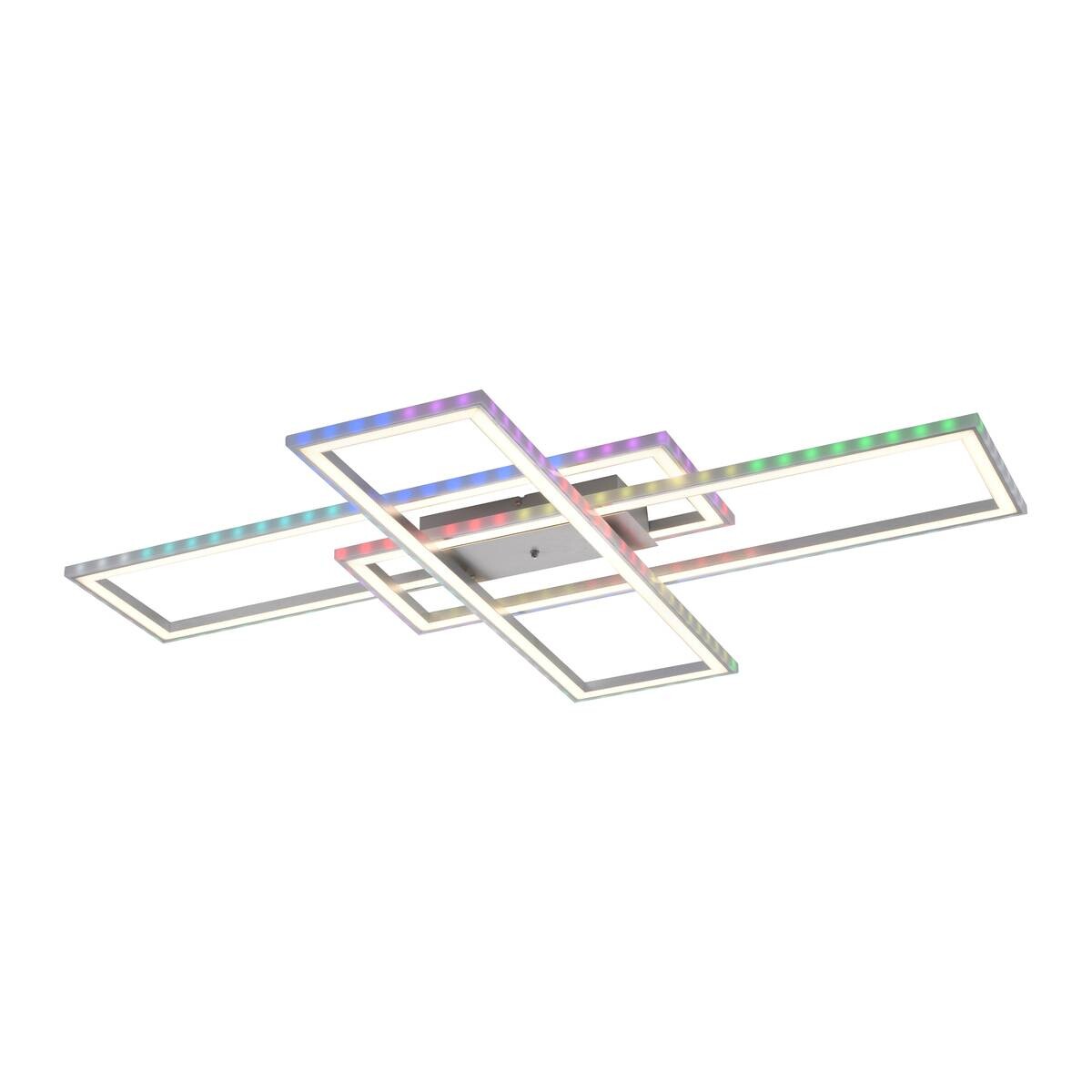 Just Light LED-Deckenleuchte FELIX60 14637-55 stahlfarbig weiß Kunststoff Stahl B/H/T: ca. 101x6,9x71 cm 2 Brennstellen