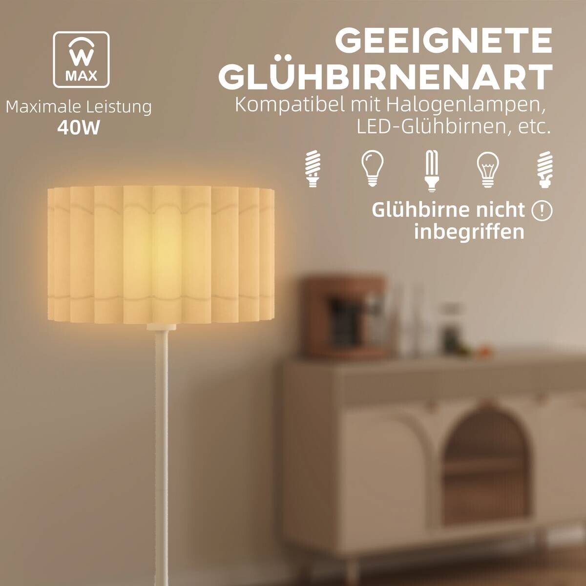 HOMCOM Stehleuchte weiß Metall Kunststoff B/H/L: ca. 35x153x35 cm E27 1 Brennstellen