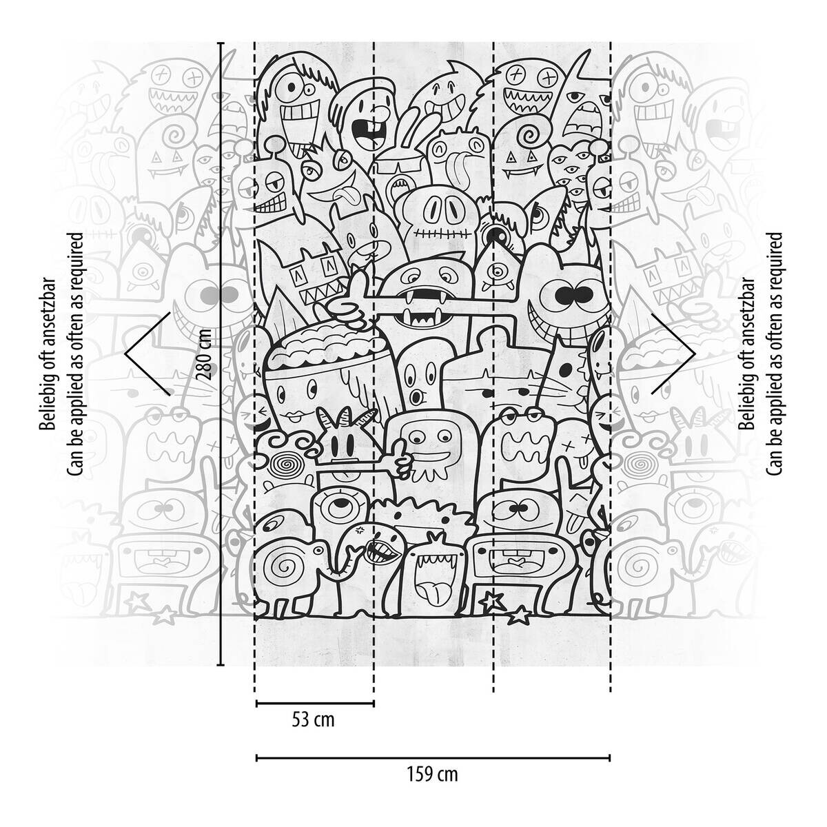 Livingwalls Fototapete Comic-Stil weiß schwarz B/L: ca. 280x159 cm