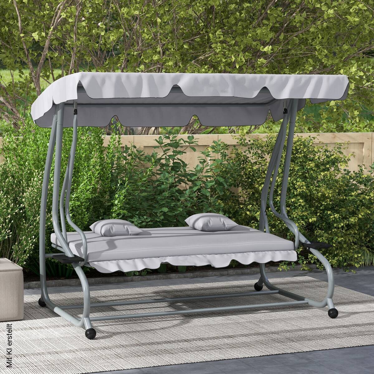 Outsunny Hollywoodschaukel hellgrau Polyester-Mischgewebe B/H/L: ca. 120x164x200 cm