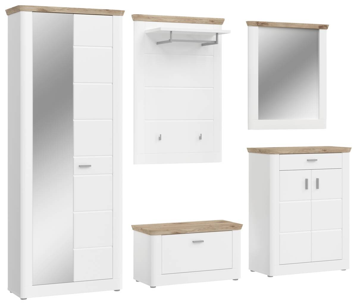 Sitzbank Michigan weiß matt Eiche Viking Nachbildung B/H/T: ca. 79x44x37 cm