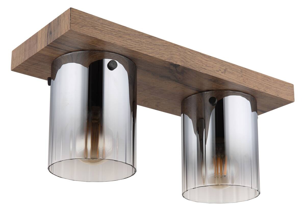 GLOBO Deckenleuchte Rauch dunkelbraun MDF Glas B/H/T: ca. 16x18x41 cm 2 Brennstellen