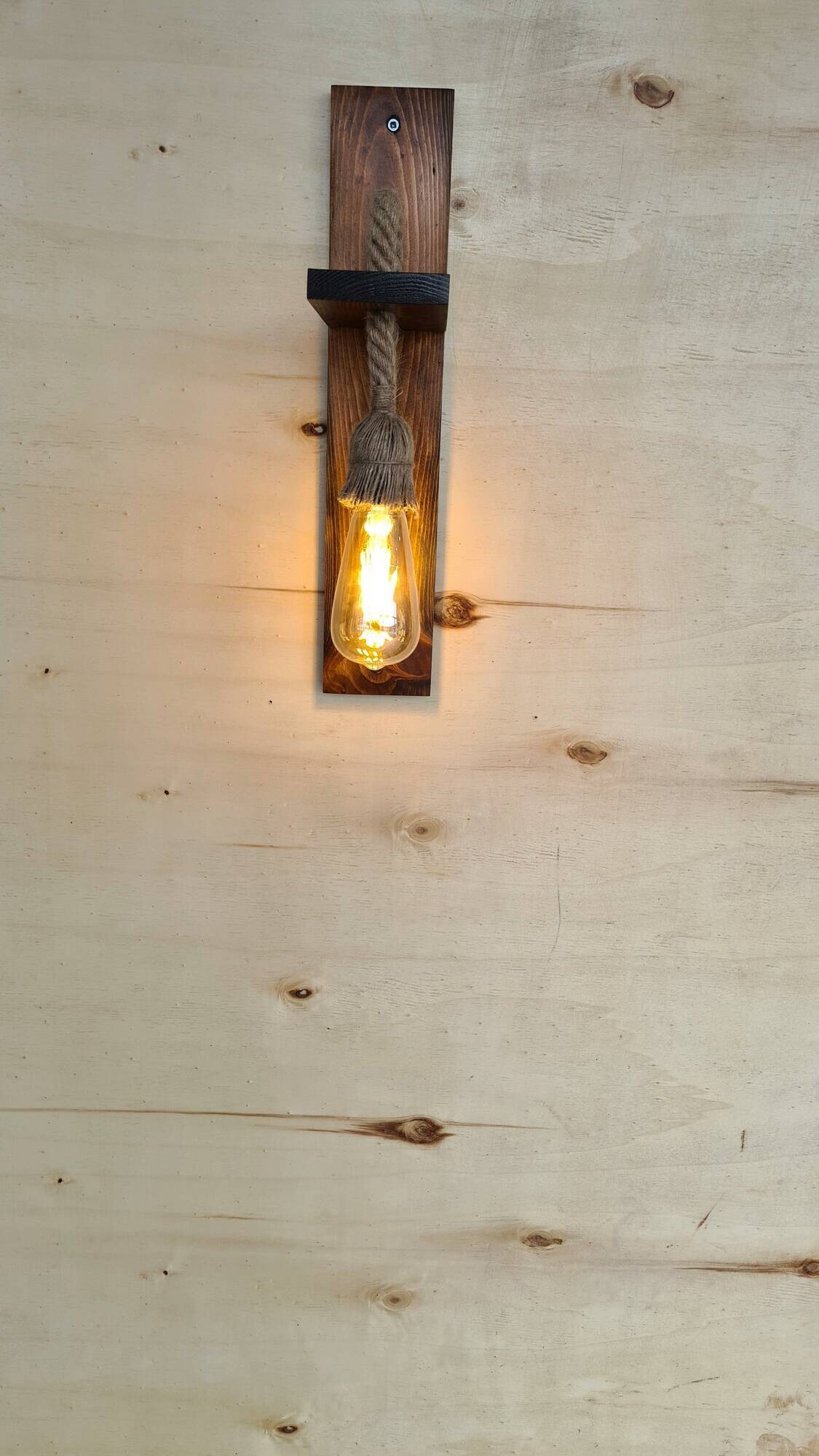 Opviq Wandleuchte Ahsap nussbaum Kiefer B/H/T/L: ca. 45x17x9x45 cm E27 1 Brennstellen