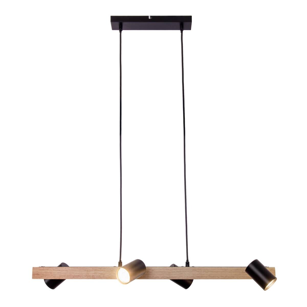 Näve Leuchten Pendelleuchte 7094522 schwarz Holz Metall B/H/T: ca. 24x120x80 cm GU10 4 Brennstellen