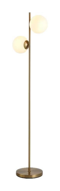 HOMCOM Stehlampe gold weiß Stahl Glas B/H/L: ca. 28x165x28 cm E27 2 Brennstellen