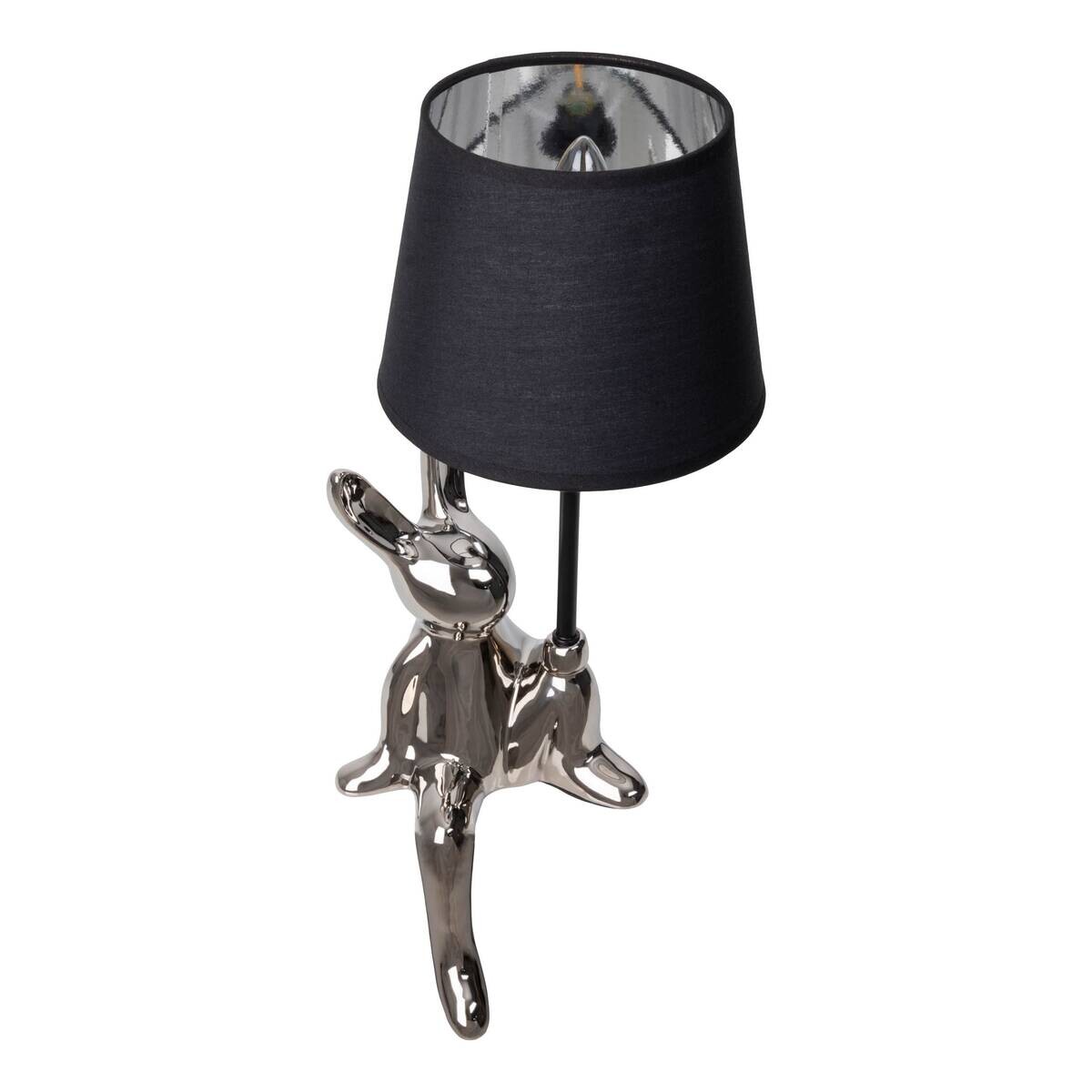 Näve Leuchten Tischleuchte silber Keramik B/H/T/D: ca. 18x45x18x18 cm E14 1 Brennstellen