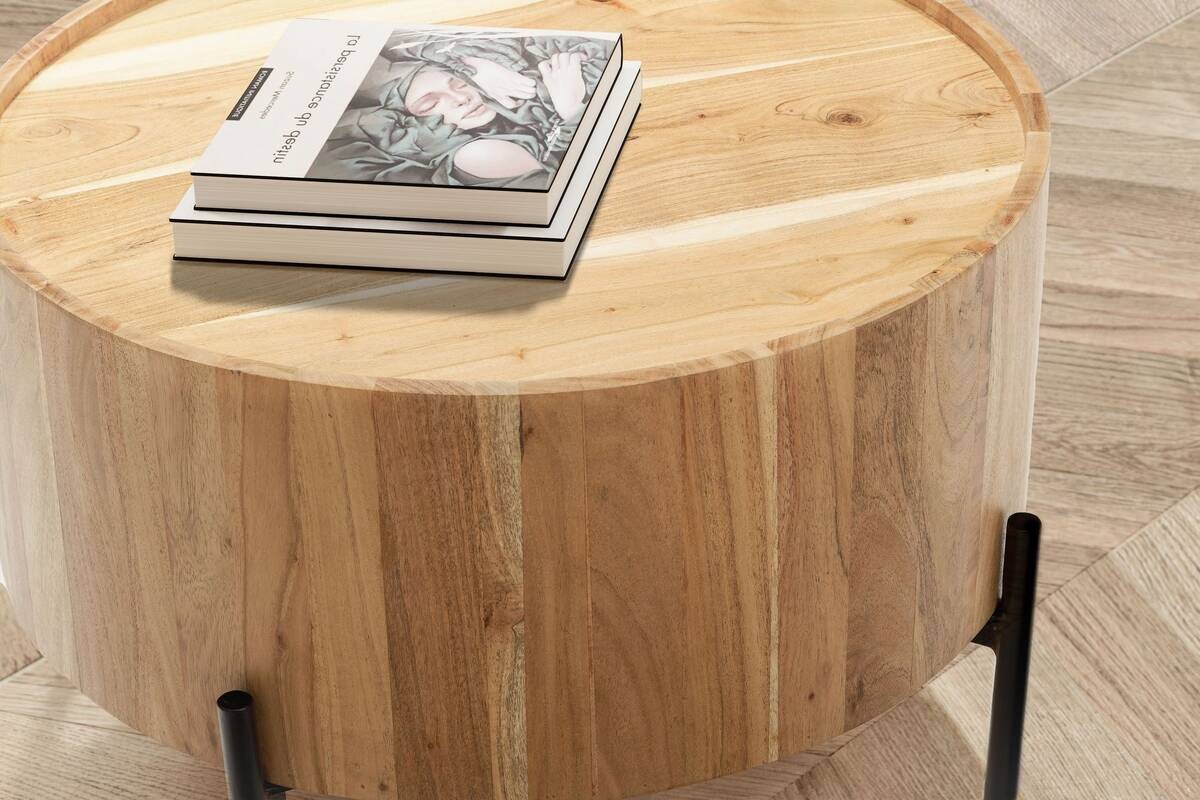 Wohnling Couchtisch Akazie H/D: ca. 41x60 cm