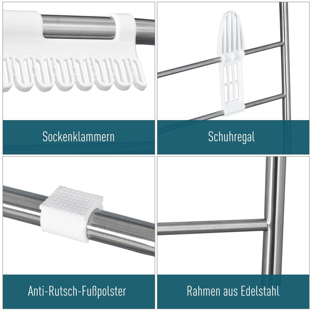 HOMCOM Wäscheständer silber Edelstahl