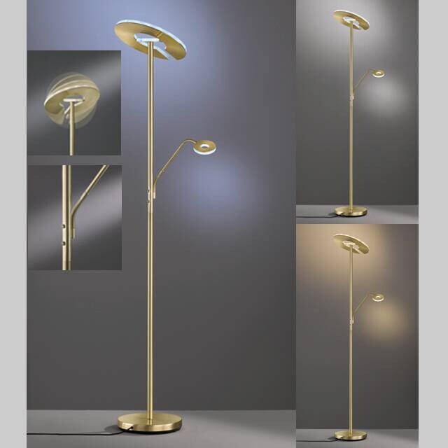 Fischer & Honsel Stehlampe 40316 messing weiß Glas Metall B/H/T: ca. 35x180x50 cm 1 Brennstellen