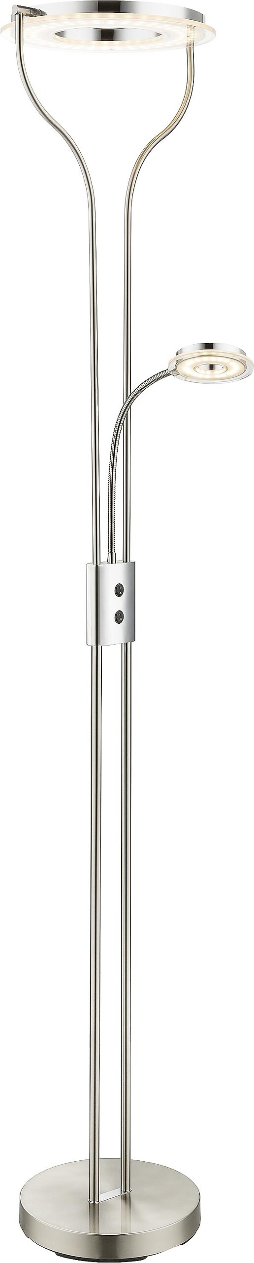 GLOBO Deckenfluter Andreas nickel matt Satiniert Chrom Acryl B/H: ca. 31x194 cm 2 Brennstellen