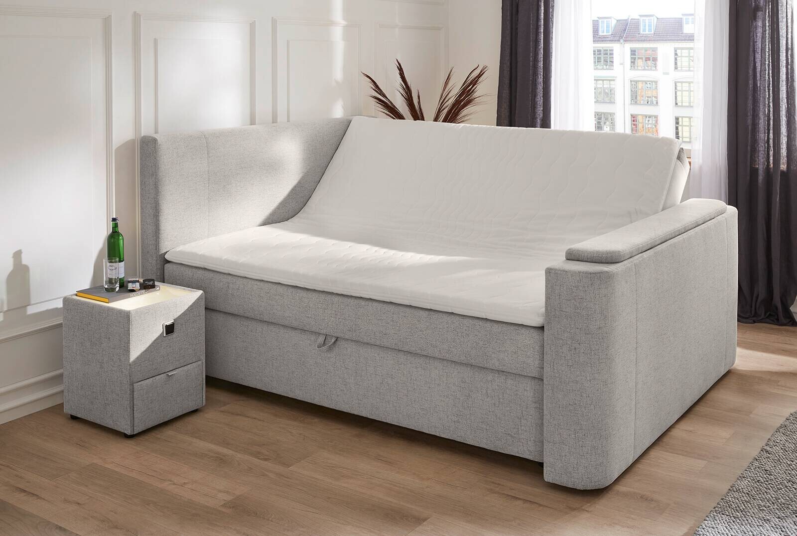 Boxbett grau Liegefläche B/L: ca. 180x200 cm