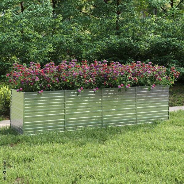 Garten-Hochbeet silber Stahl B/H/L: ca. 80x77x320 cm