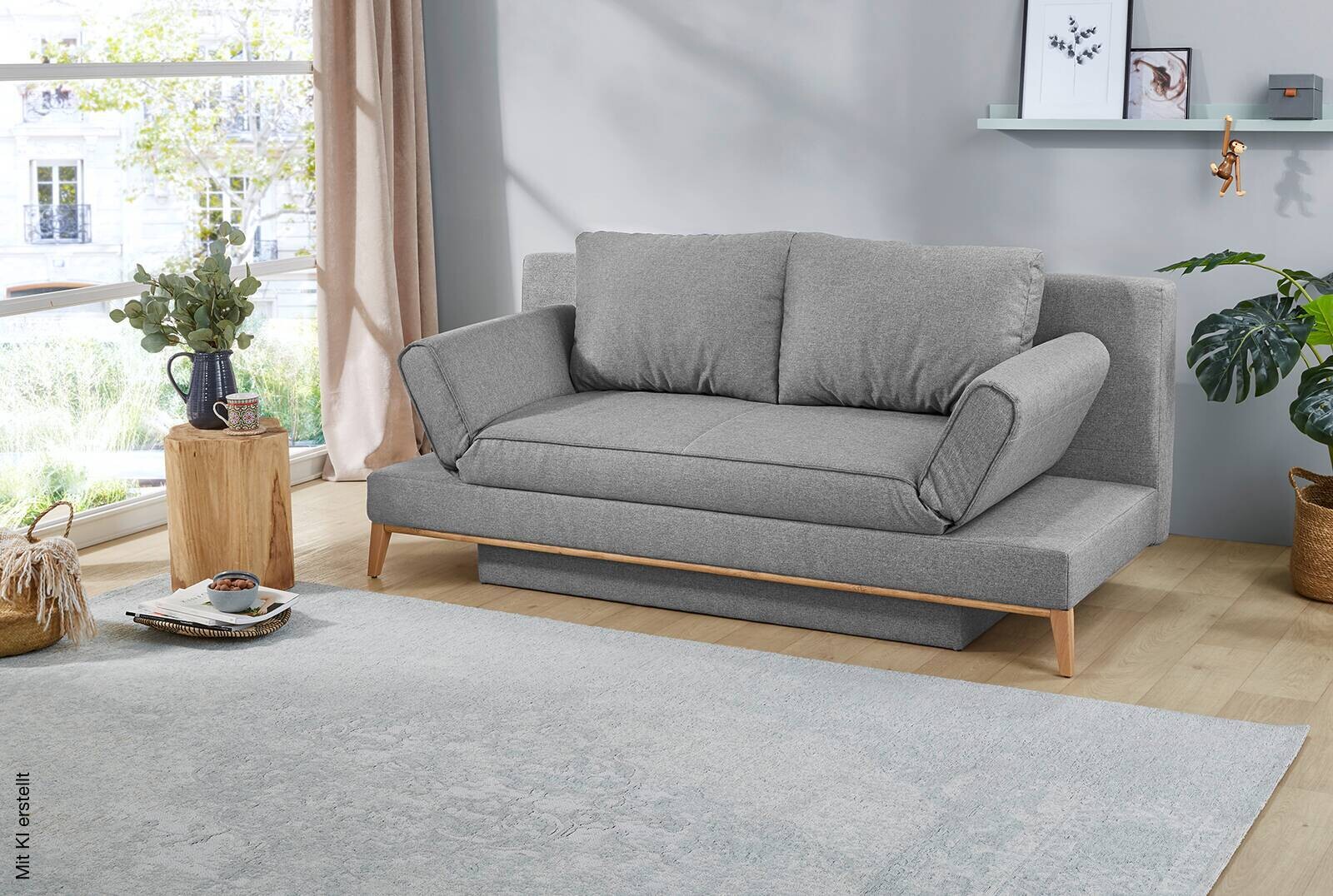 Schlafsofa grau Microfaser B/H/T: ca. 198x87x92 cm