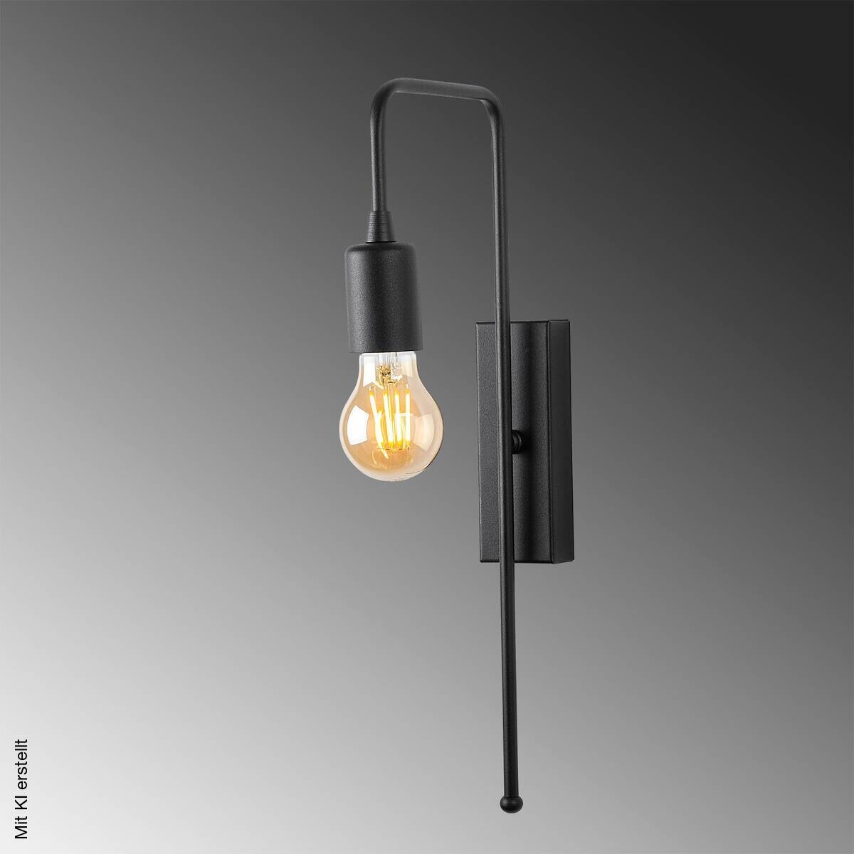 Opviq Wandleuchte schwarz Metall B/H/L: ca. 22x42x6 cm E27 1 Brennstellen