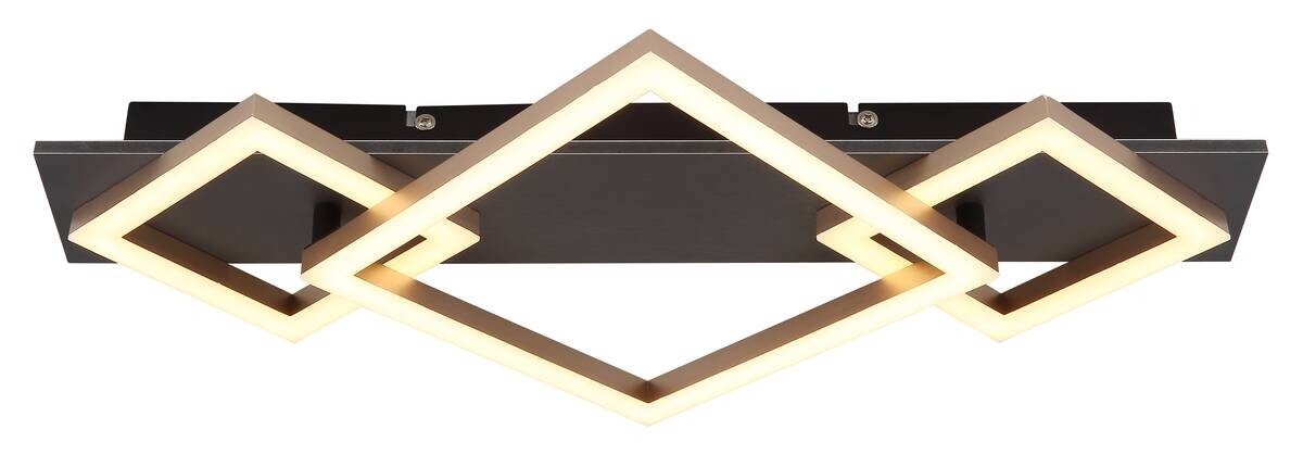 GLOBO LED-Deckenleuchte Opal mattschwarz champagner Kunststoff MDF Metall B/H/L: ca. 31,2x7,5x54 cm 1 Brennstellen