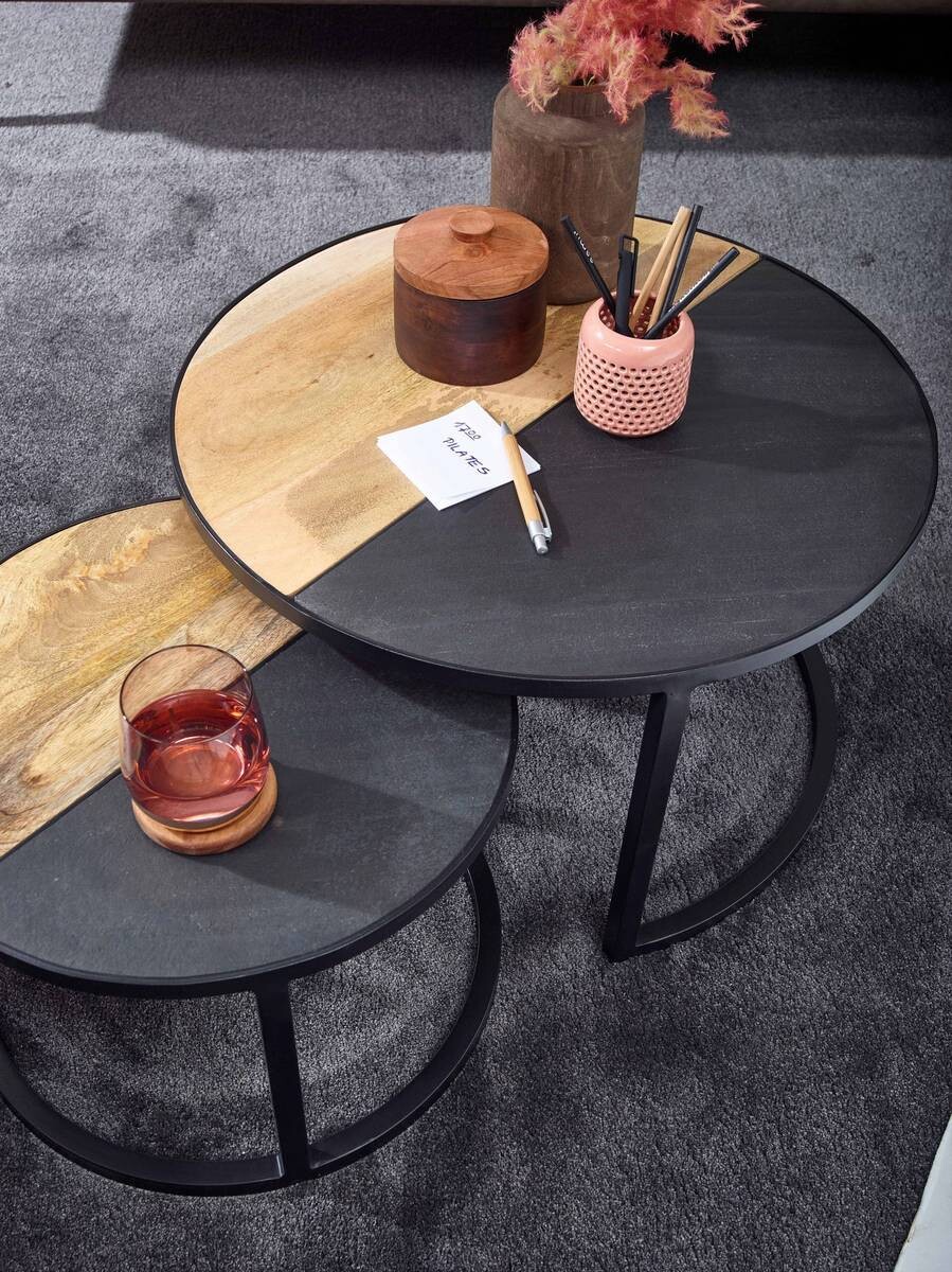 Couchtisch 2er-Set. schwarz B/H/T: ca. 60x36x60 cm