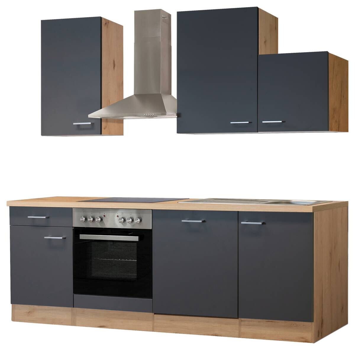 Flex-Well Küchenblock Morena Basalt matt B/H/T: ca. 220x234x60 cm