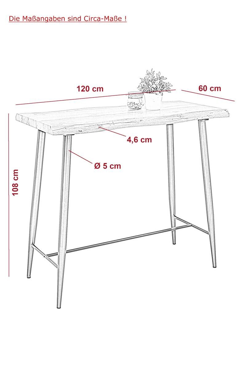 Bartisch Gabi I Akazie grau B/H/T: ca. 120x108x60 cm