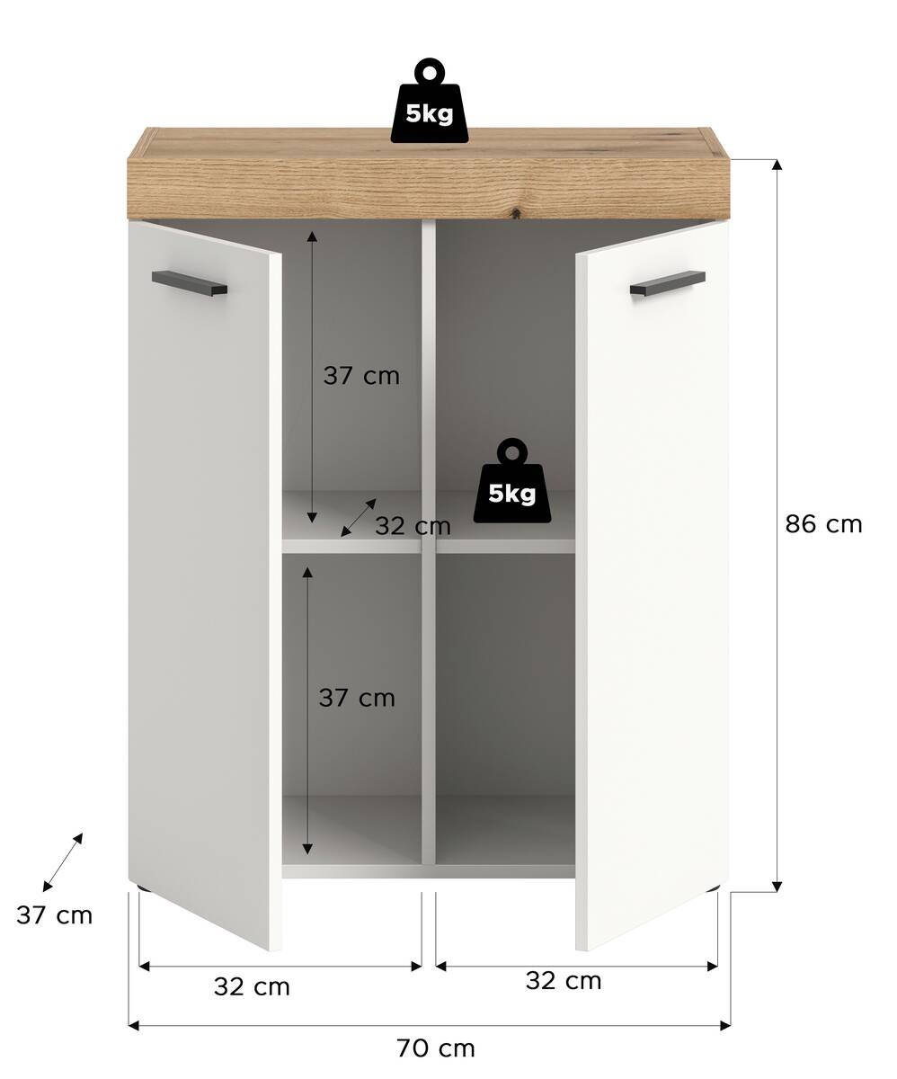 Kommode Sunset weiß B/H/T: ca. 70x86x37 cm