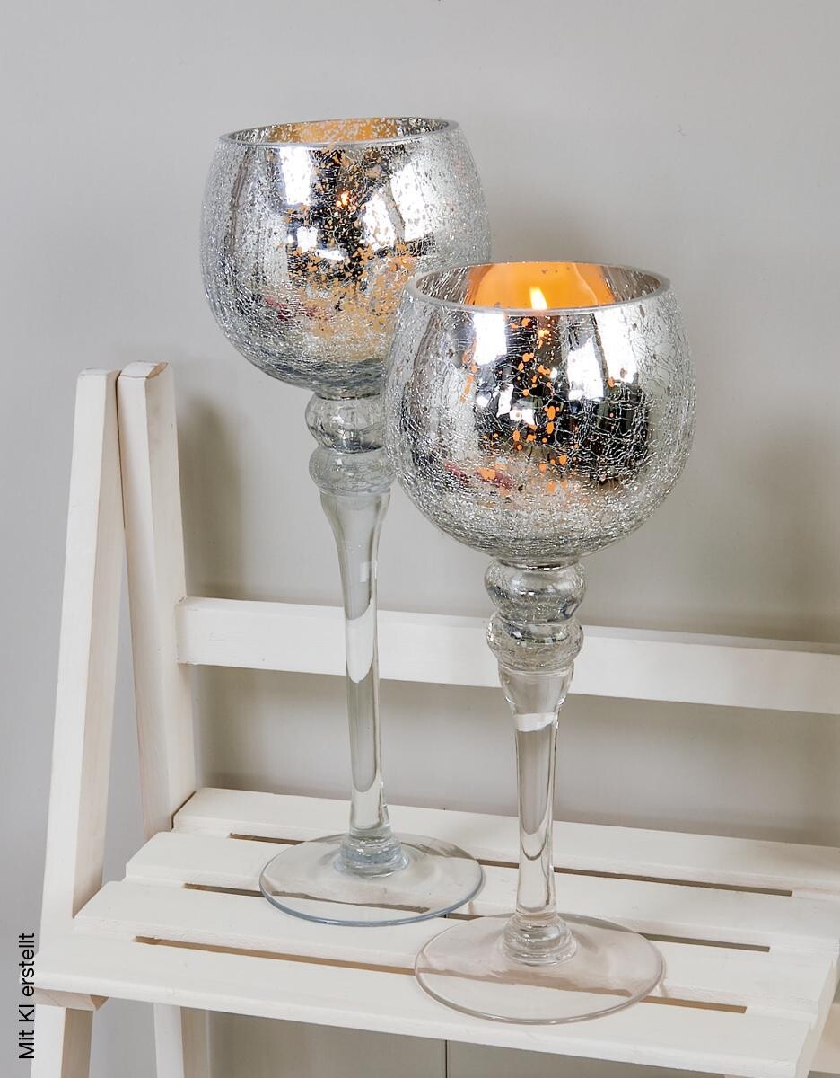 POCOline Windlicht silber Glas