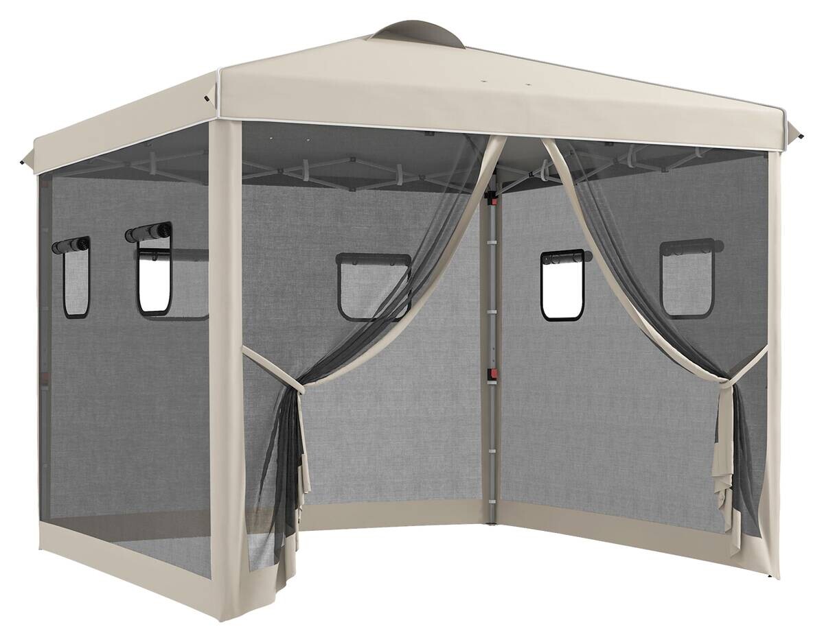 Outsunny Pavillon beige Polypropylen B/H/L: ca. 297x297x287 cm