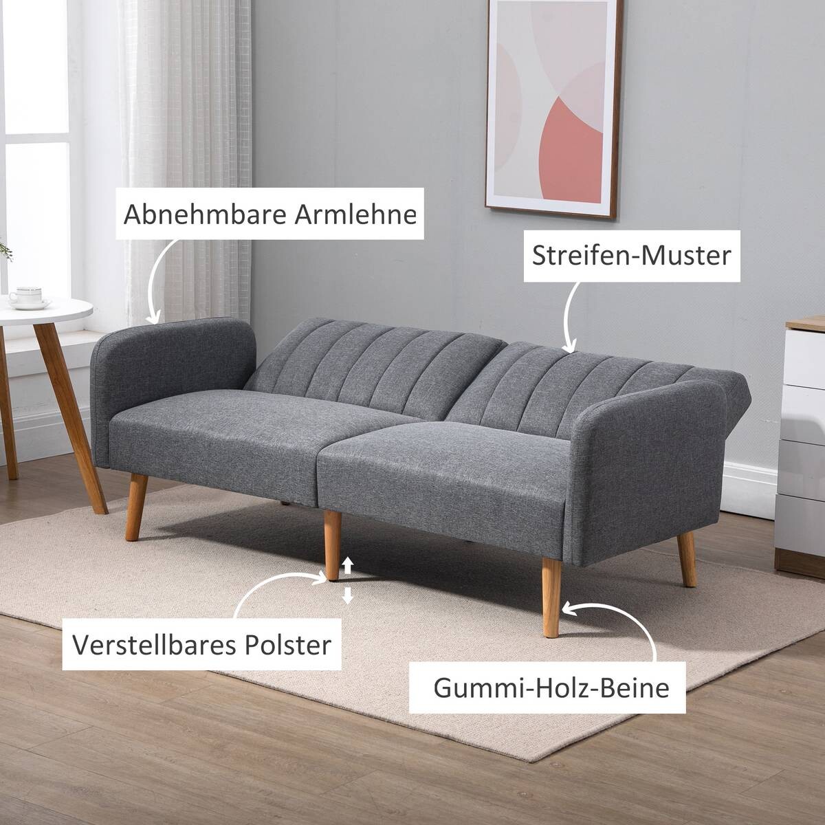 HOMCOM Schlafsofa 839-214GY grau B/H/T: ca. 173x73x75 cm
