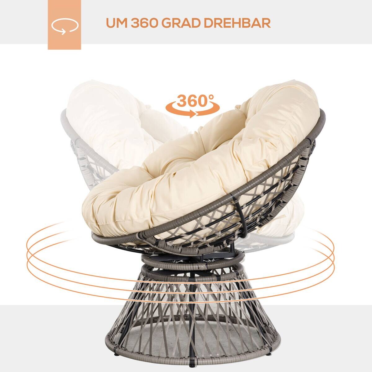 Outsunny Gartensessel beige Polyester B/H/L: ca. 97x87x90 cm