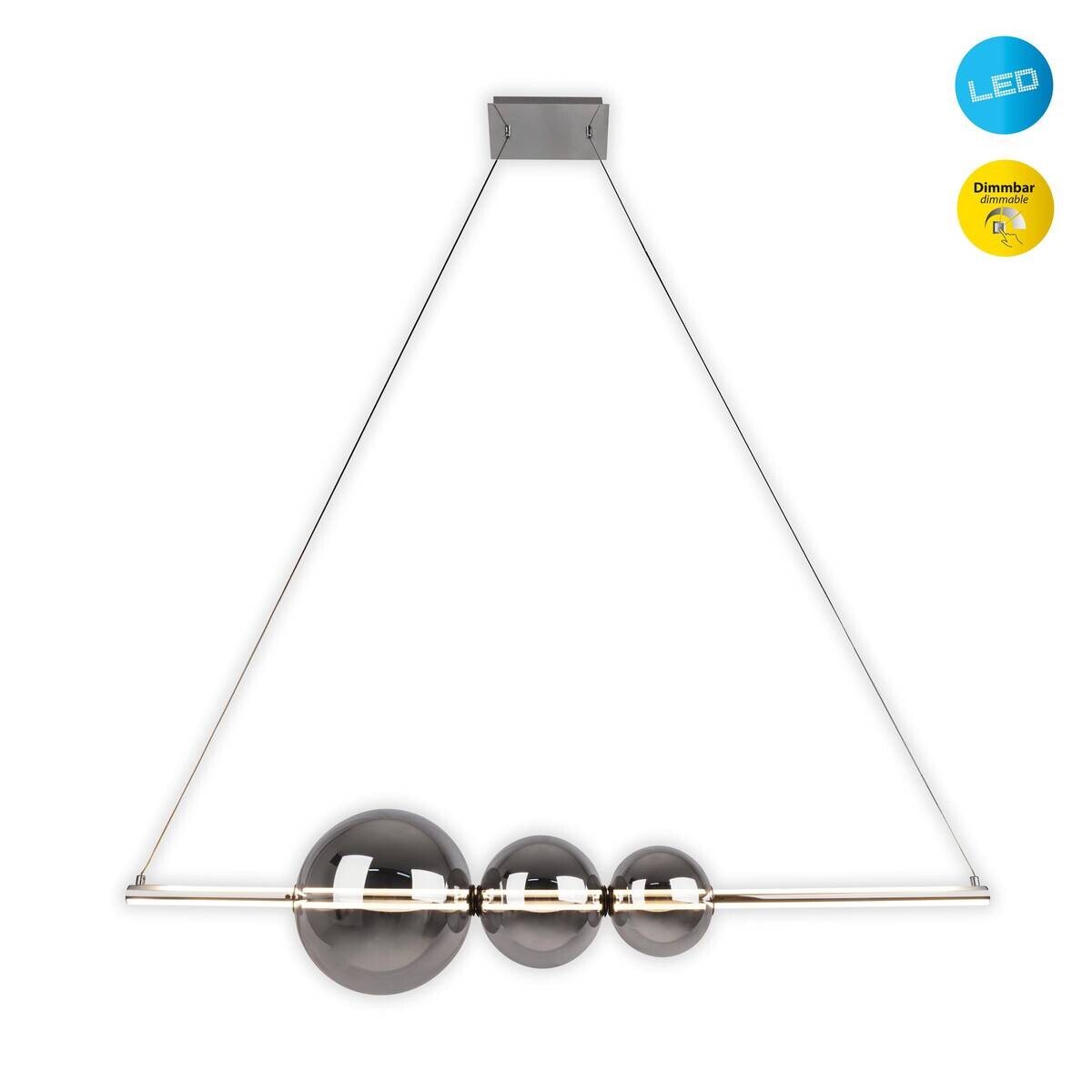 Näve Leuchten LED-Pendelleuchte Chrom Glas Metall B/H/T: ca. 125,3x150x25 cm