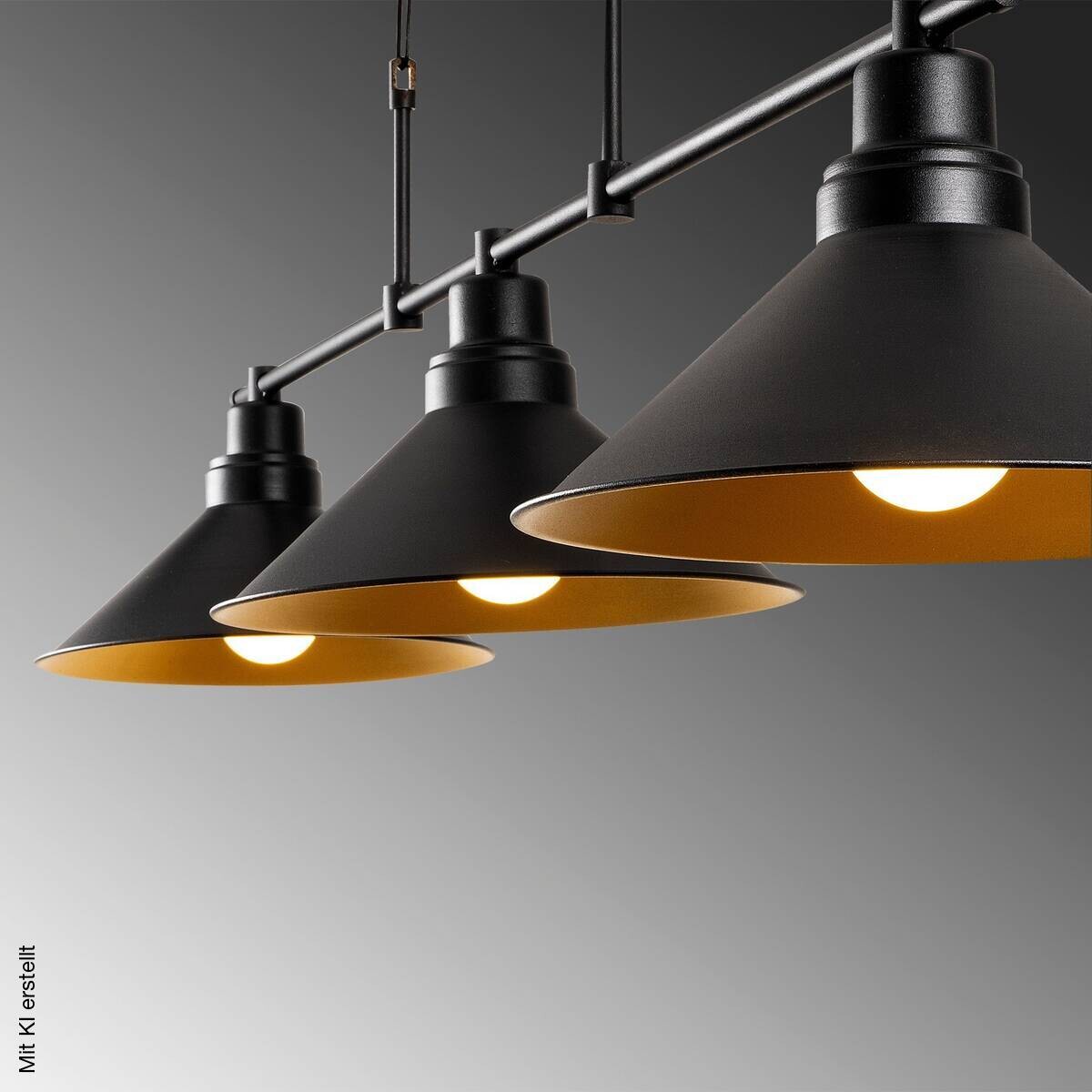 Opviq Pendelleuchte Sivani schwarz B/H/T/L: ca. 108x55x24x108 cm E27 3 Brennstellen