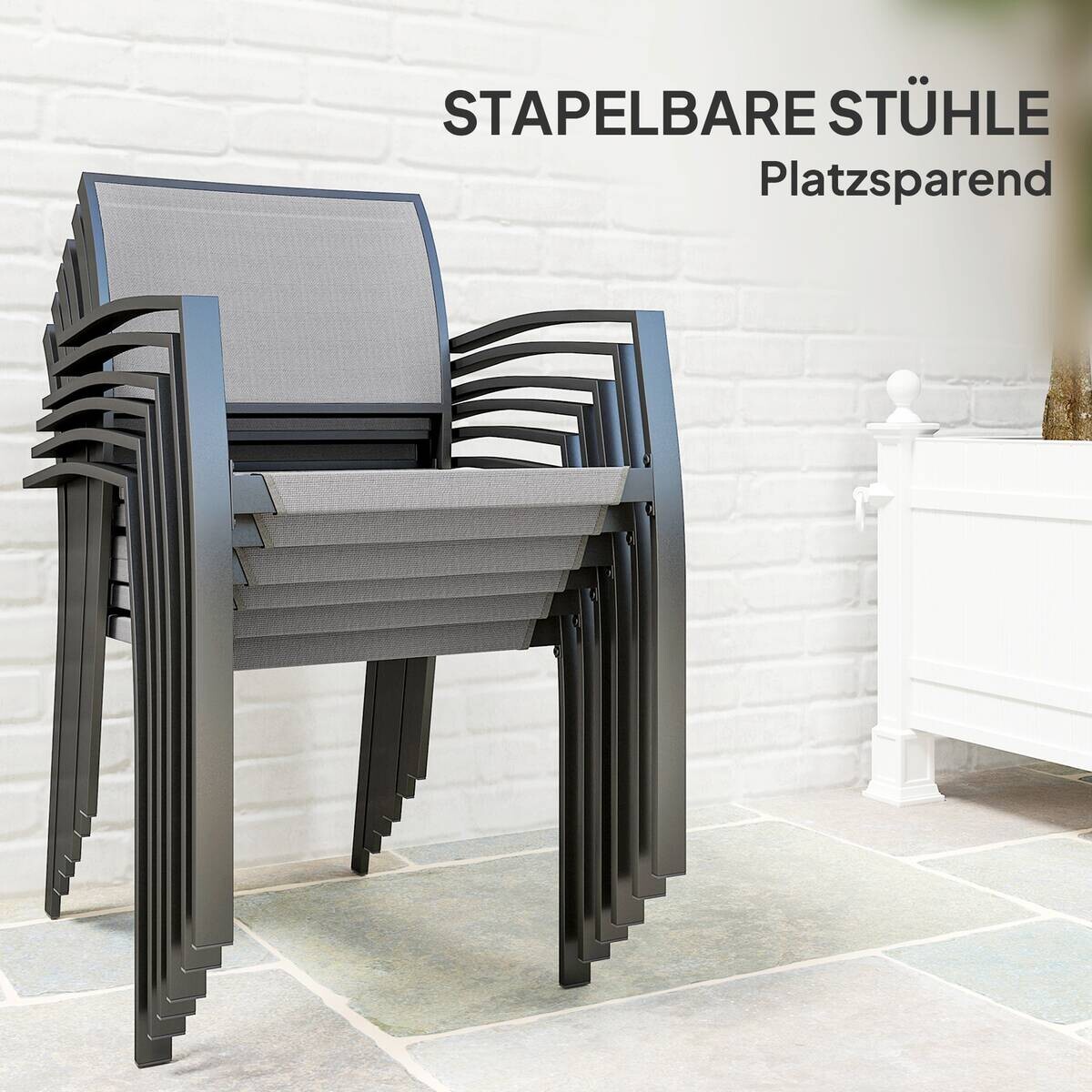 Outsunny Gartenmöbel-Set grau Kunststoff B/H/L: ca. 87x72x180 cm