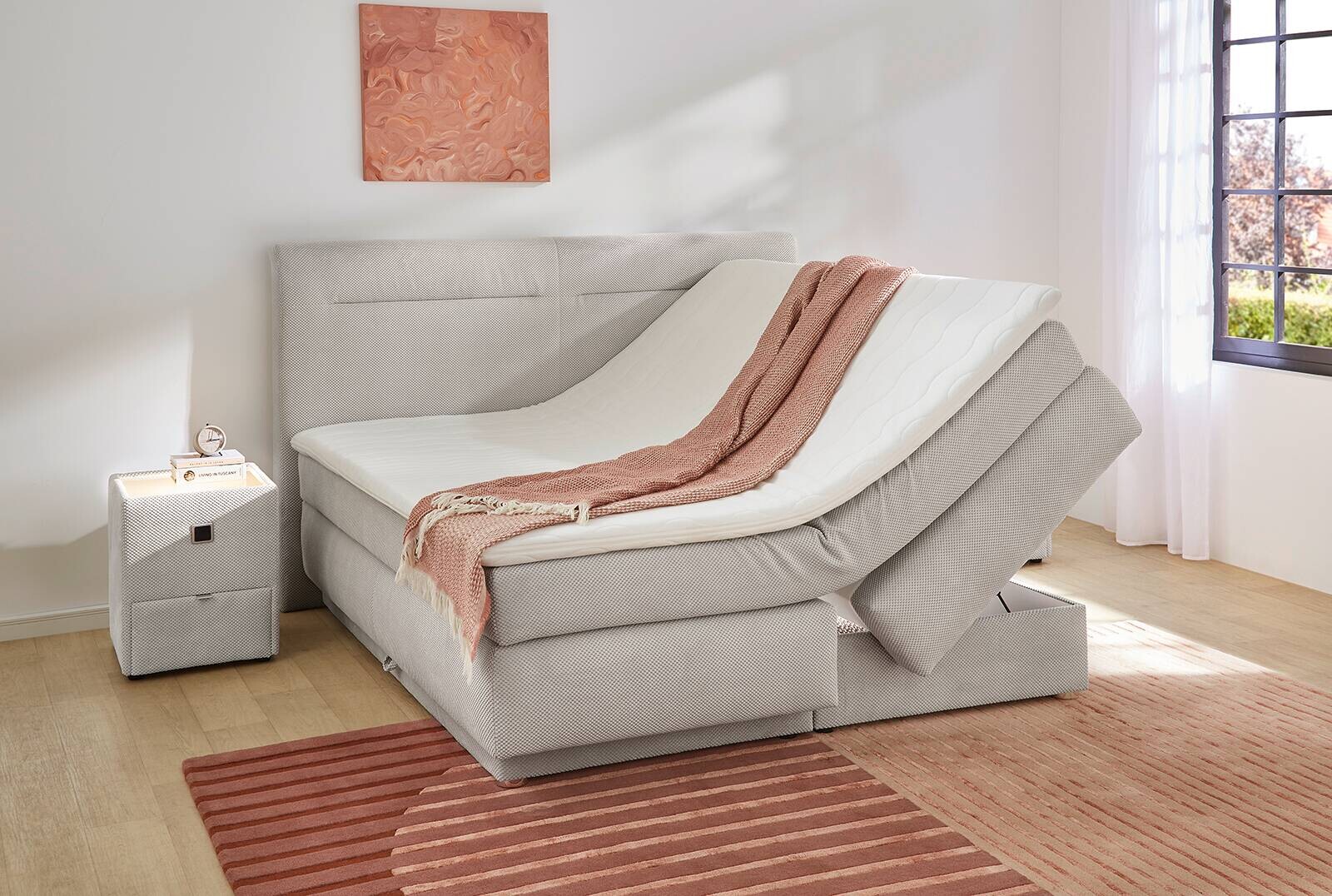 Boxspringbett hellgrau Liegefläche B/L: ca. 180x200 cm