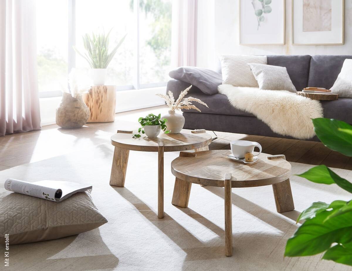 Couchtisch 2er-Set. natur