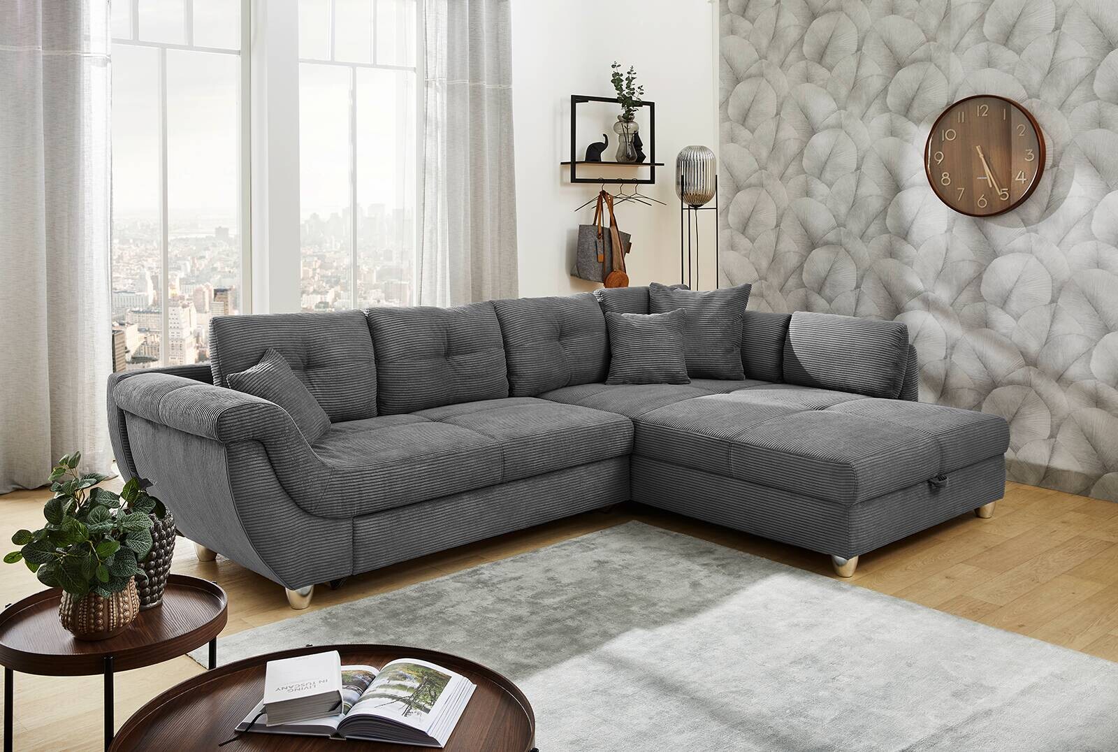 Ecksofa grau Microfaser B/H/T: ca. 330x72x207 cm
