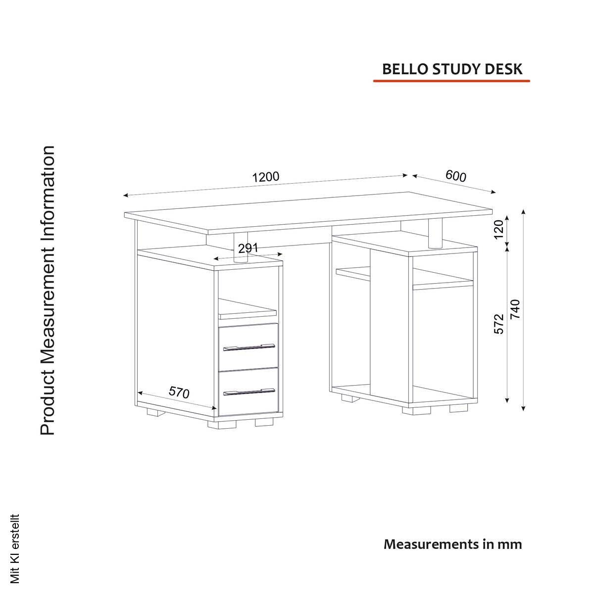 Schreibtisch Bello schwarz B/H/T: ca. 120x74x60 cm
