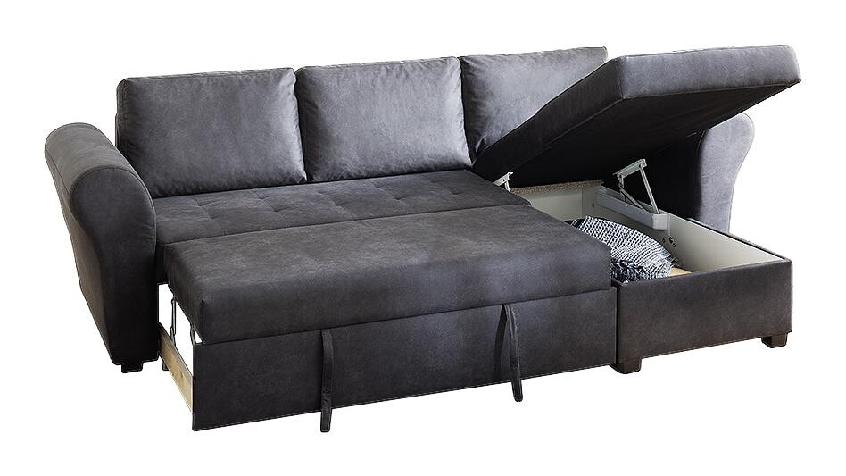 Ecksofa mit Bettfunktion und Bettkasten anthrazit B/H/T: ca. 260x89x155 cm