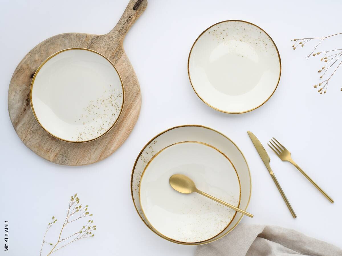 CreaTable Tellerset Nature Collection creme Steinzeug