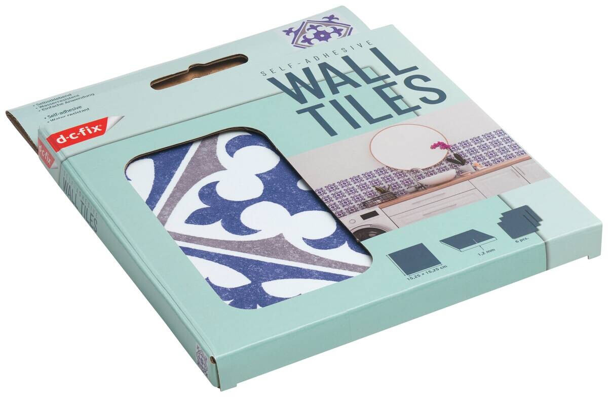 d-c-fix Wandfliese selbstklebend blau B/L: ca. 15,25x15,25 cm