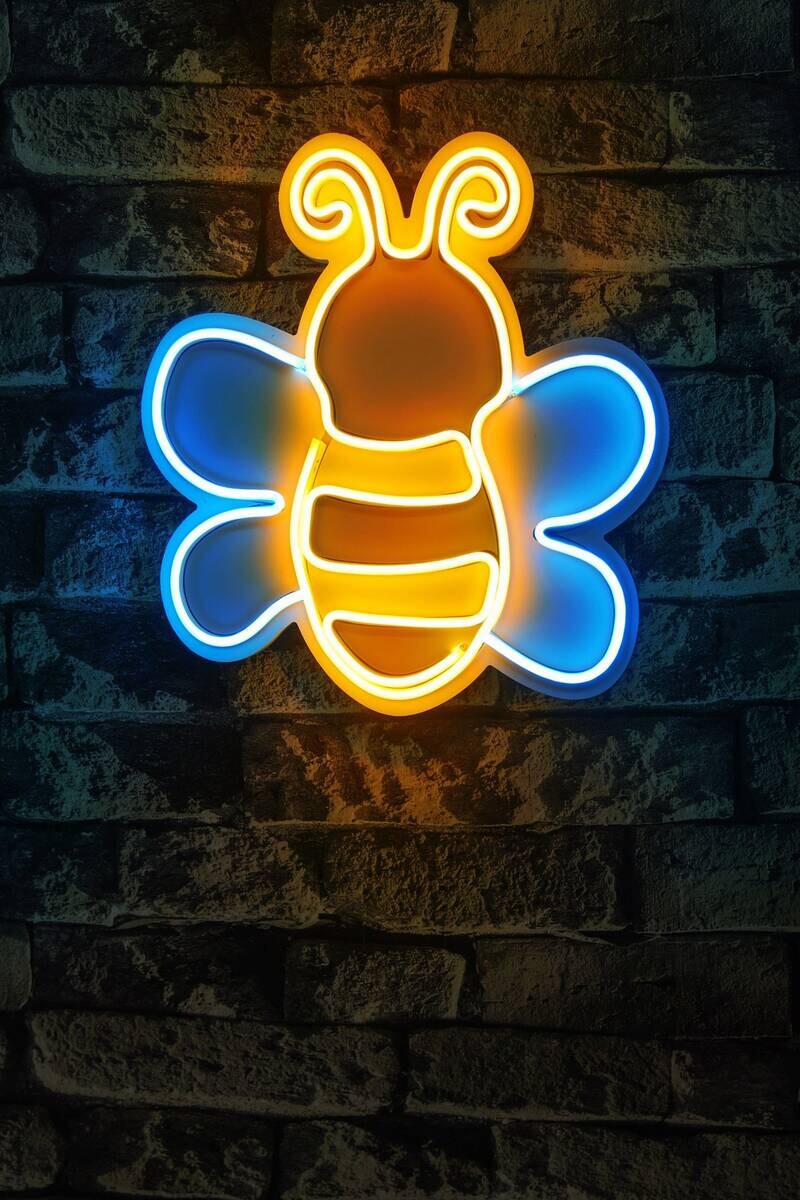 Opviq LED-Wandleuchte blau gelb PVC B/H/T/L: ca. 29x32x3x29 cm