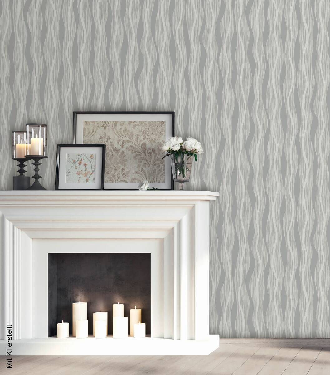 UGEPA Vinyltapete Wellen schwarz silber B/L: ca. 53x1005 cm glitzernd