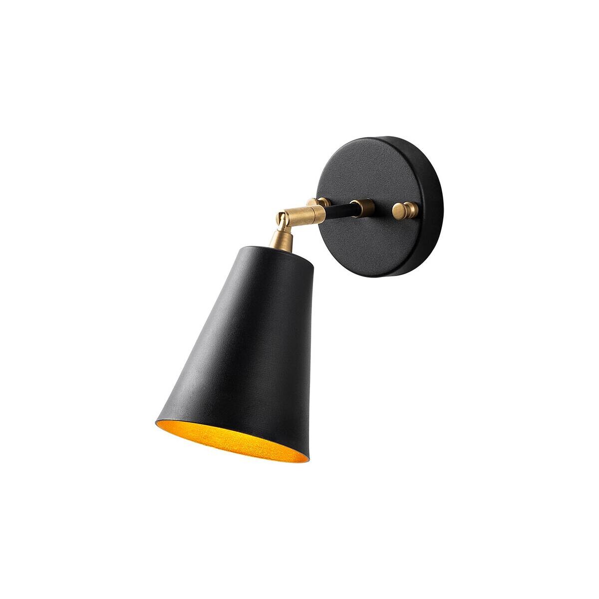 Opviq Wandleuchte Evander gold schwarz Metall Glas B/H/T/L/D: ca. 26x21x26x10x10 cm E27 1 Brennstellen