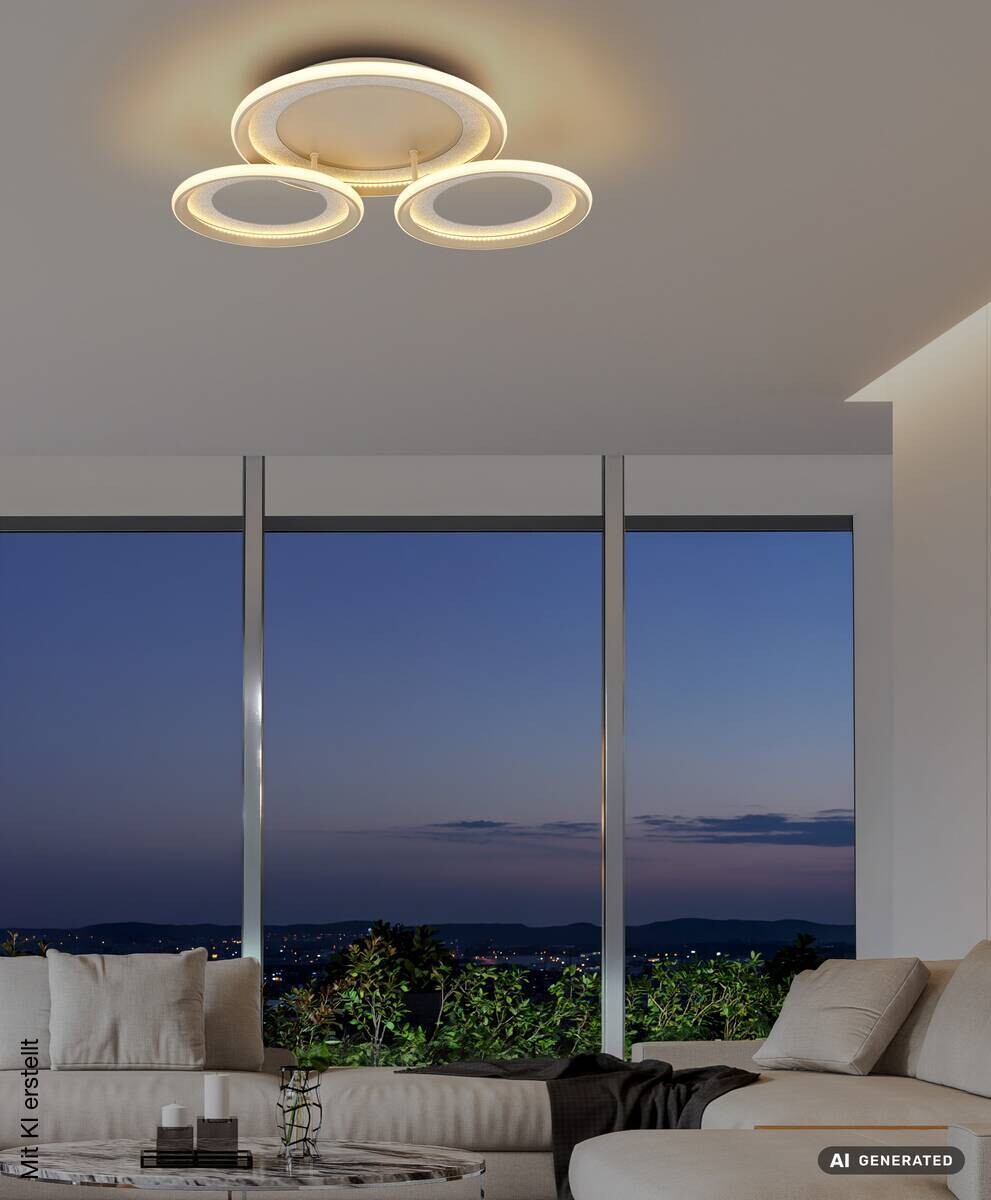 GLOBO LED-Deckenleuchte silber sand Metall B/H/L: ca. 60,5x11x62,5 cm 1 Brennstellen