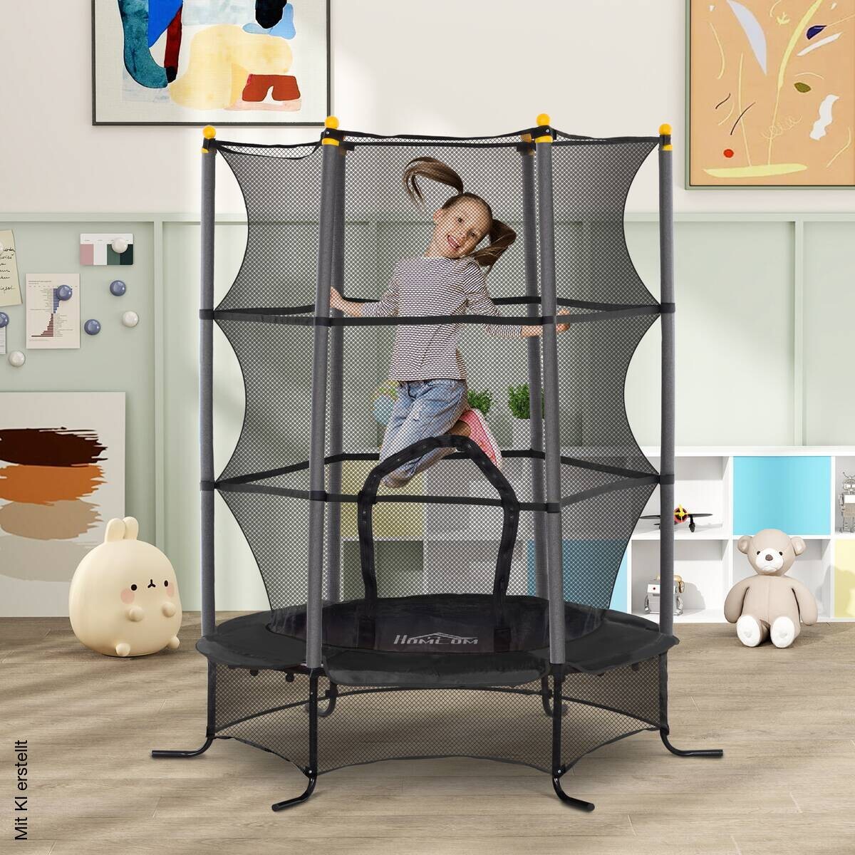 HOMCOM Kindertrampolin schwarz B/H/L: ca. 163x190x163 cm