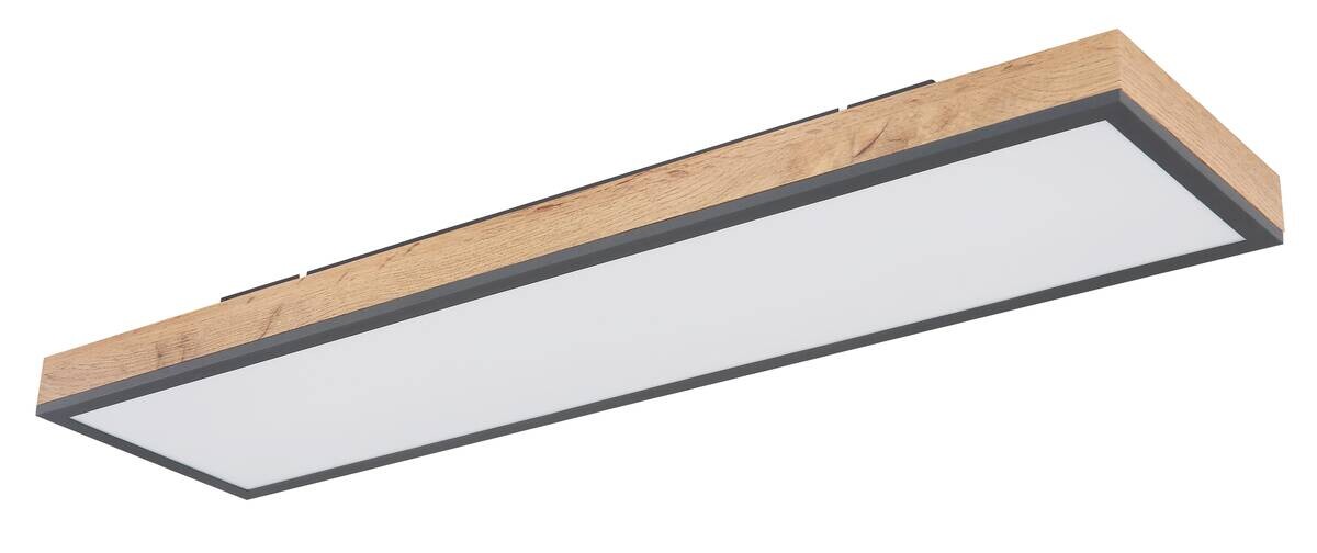 LED-Deckenleuchte Doro Holzoptik Graphit Kunststoff Metall Holz B/H/L: ca. 20x6,5x80 cm
