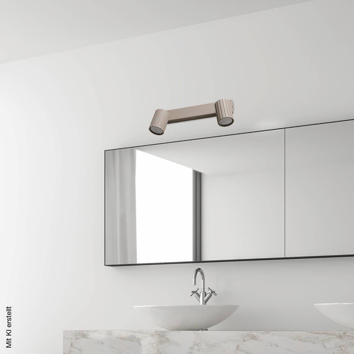 Lamkur Strahler Prisma beige Stahl B/H/L: ca. 6,5x16,5x30 cm 2 Brennstellen