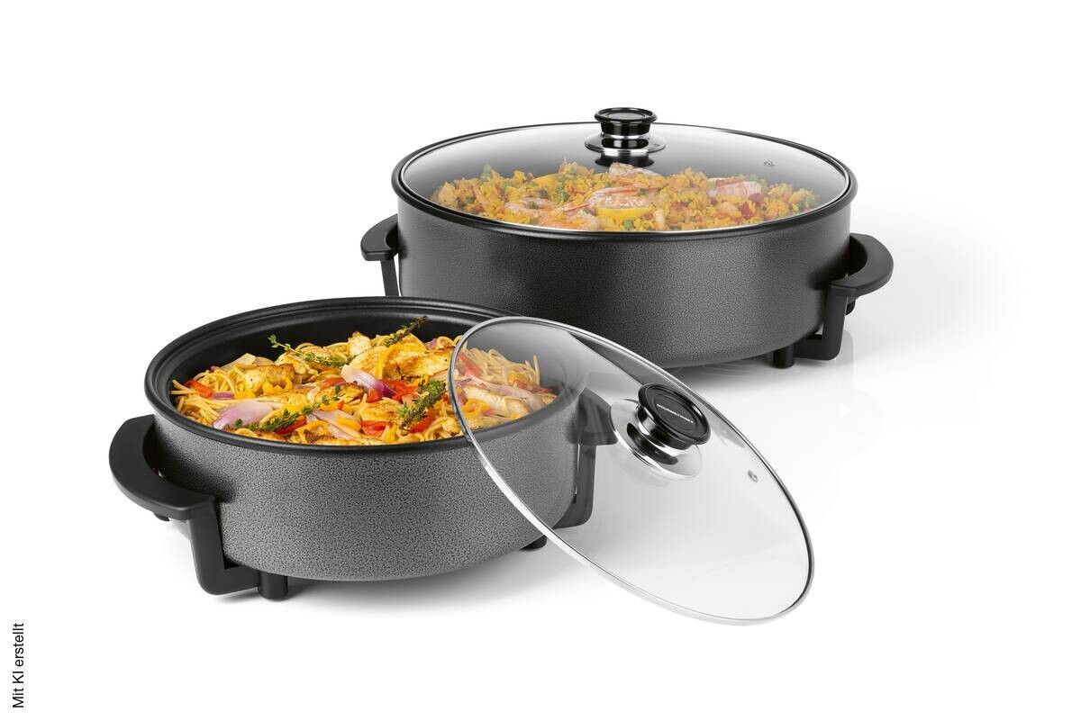 GOURMETmaxx Elektrische Party-Pfanne schwarz Edelstahl B/H/L: ca. 14,5x36x34,5 cm