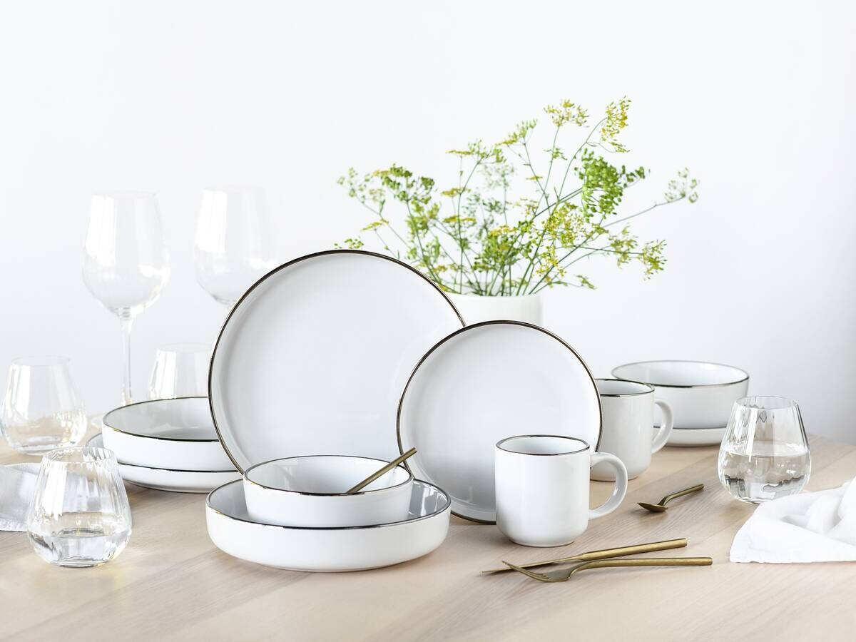 CreaTable Kombiservice Nordic Festive Weiss silber Steinzeug 10 tlg.