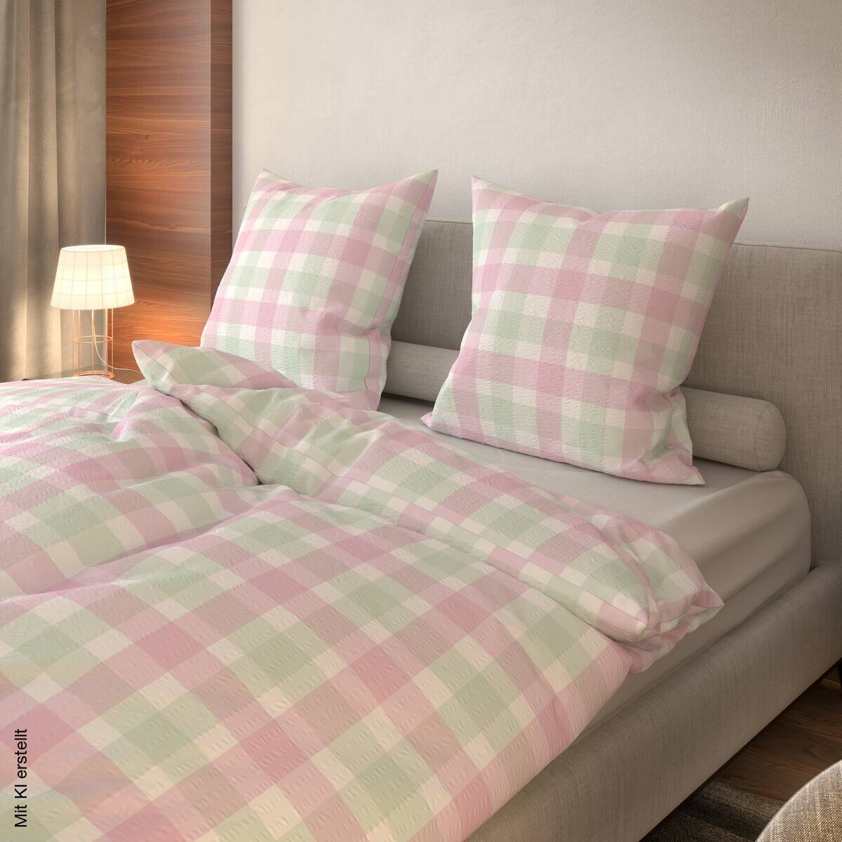 Microfaser Bettwäsche Seersucker rosa mint 100% Polyester B/L: ca. 135x200 cm