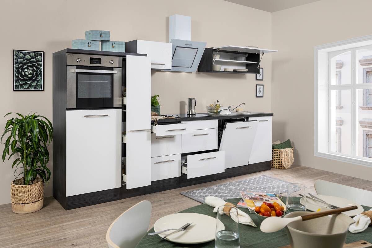 Respekta Küchenblock Amanda weiß Hochglanz B/H/T: ca. 310x200x60 cm