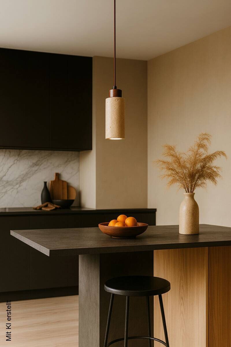 Pendelleuchte beige nussbaum Holz B/H/L/D: ca. 6,5x151x6,5x6,5 cm GU10 1 Brennstellen